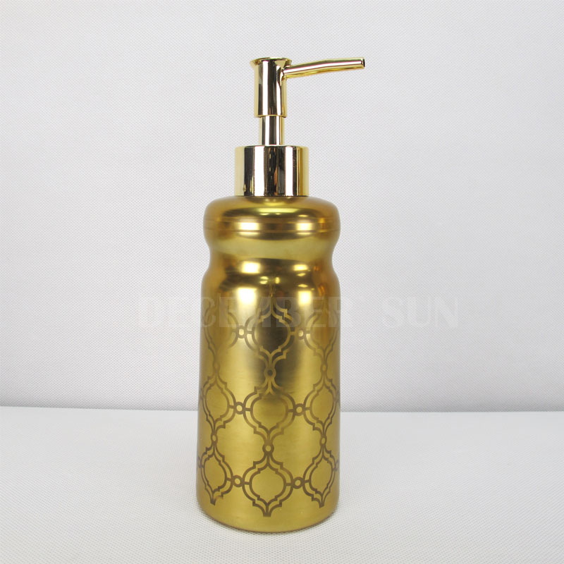 Badkameraccessoires van rond glas met laser gesneden gouden mozaïekpatronen