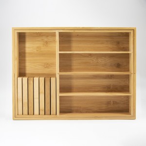 Natuurlijke bamboe uitbreidbare bestek mes lade opslagset